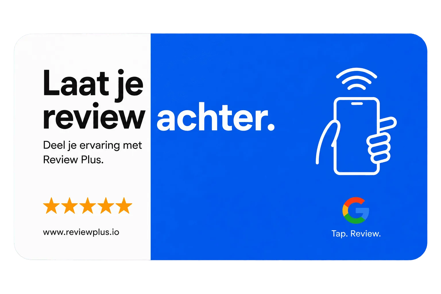 Review Plus NFC-kaart: tik met je telefoon en laat direct een review achter